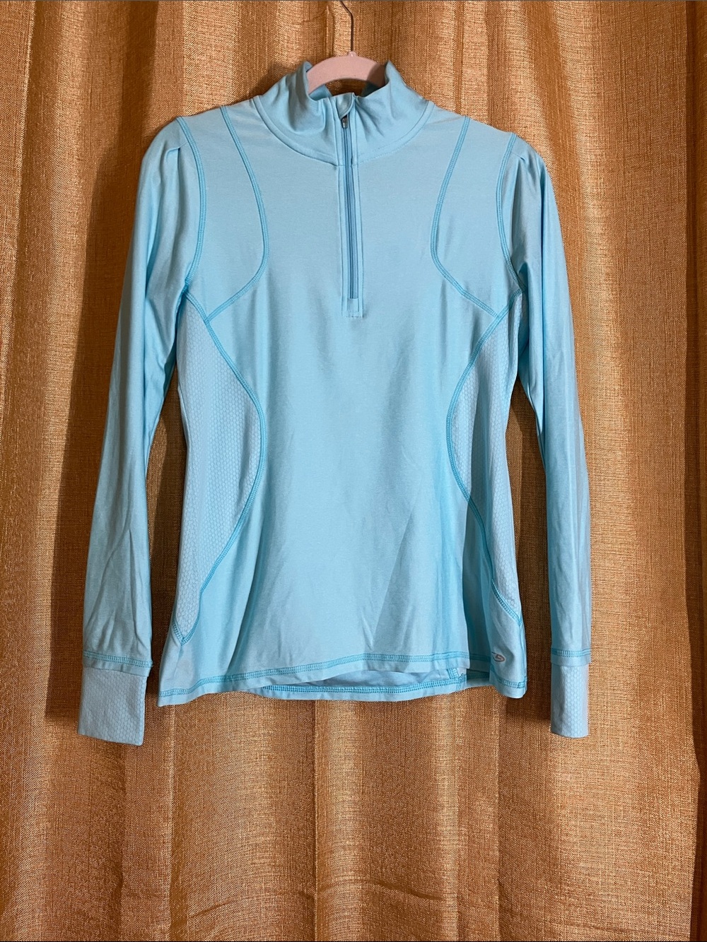 Champion Light Blue Long-Sleeve Half-Zip Athletic Top